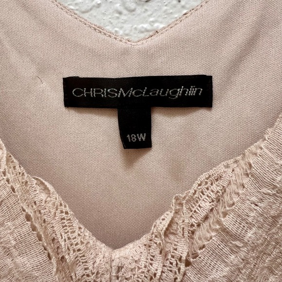 Chris McLaughlin‎ 18W Beige Lace Tiered V Neck Midi Dress 3/4 Sleeve - Picture 3 of 6